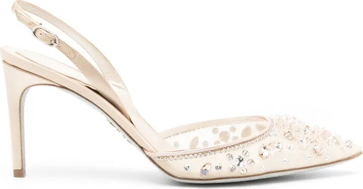 90mm Bead-Embellished Slingback Pumps