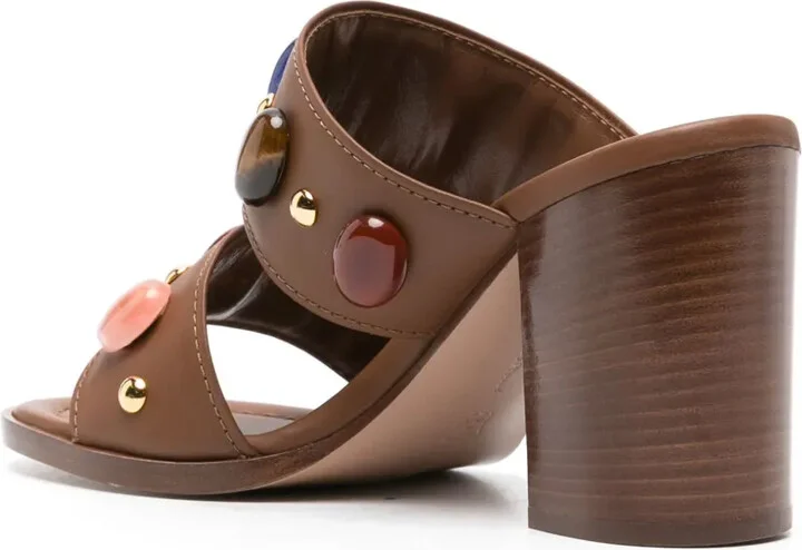 90mm Beaded Leather Sandals - Image 3