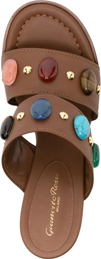 90mm Beaded Leather Sandals - Image 4