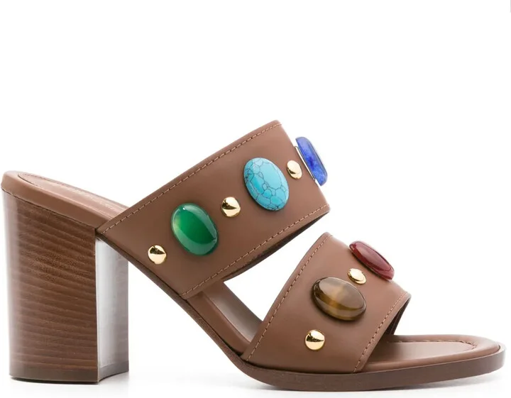 90mm Beaded Leather Sandals
