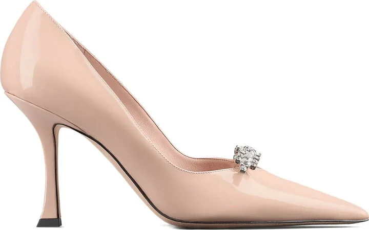 90mm Belinda patent-leather crystal-embellished pumps