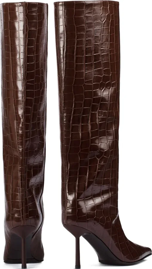 90mm Bella crocodile-embossed pointed-toe boots - Image 2