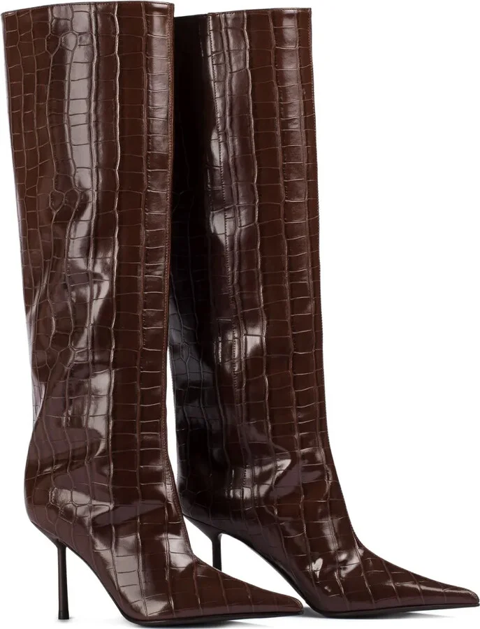 90mm Bella crocodile-embossed pointed-toe boots