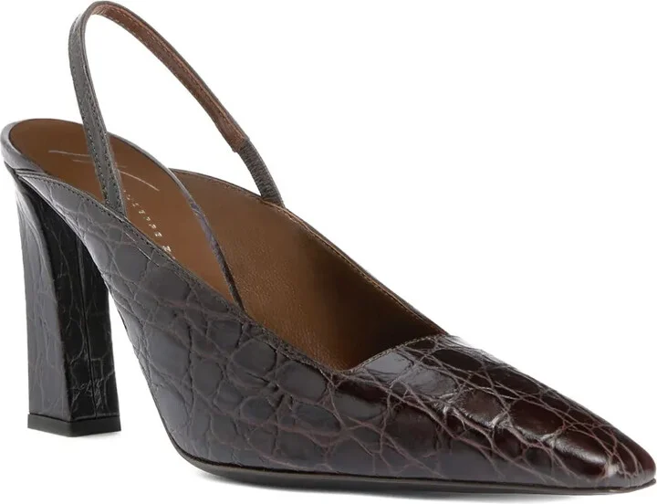 90mm Brendha crocodile-effect slingback pumps - Image 2