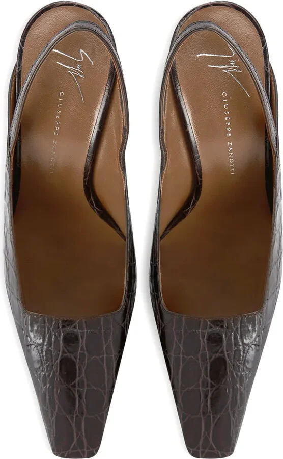 90mm Brendha crocodile-effect slingback pumps - Image 4