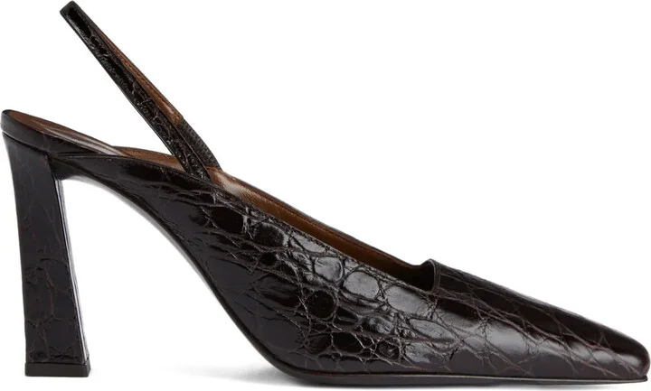 90mm Brendha crocodile-effect slingback pumps