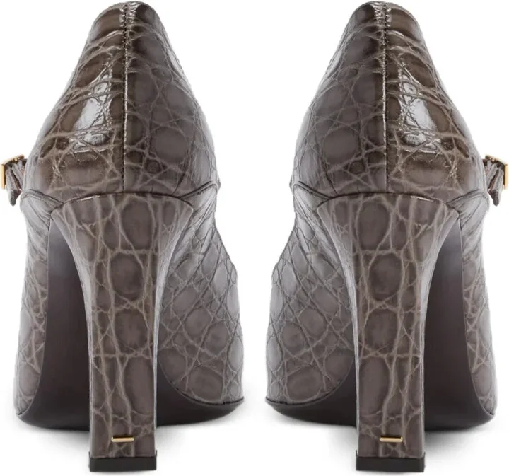 90mm Brita crocodile-effect buckle pumps - Image 2