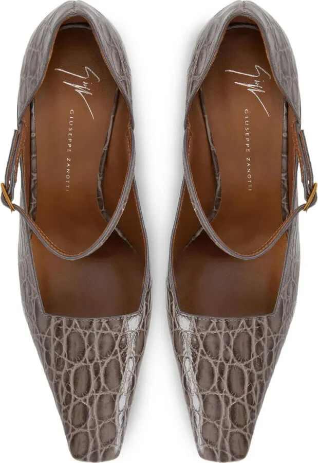 90mm Brita crocodile-effect buckle pumps - Image 3