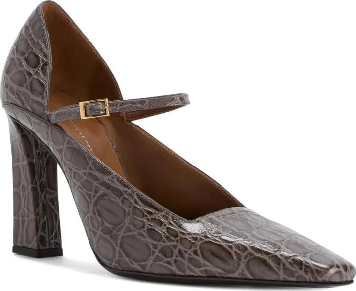 90mm Brita crocodile-effect buckle pumps