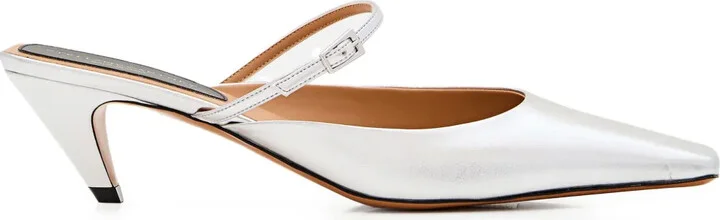 90mm Buckle-Fastening Slingback Mules