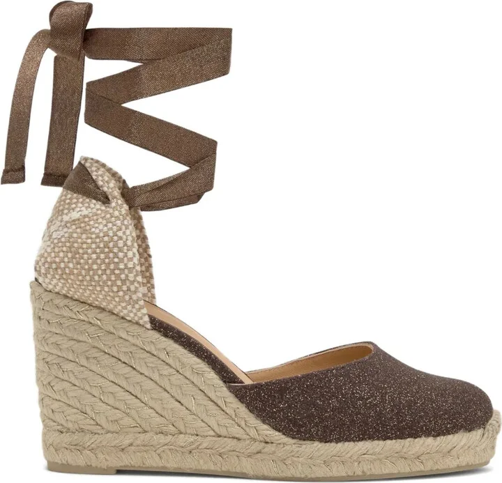 90mm Carina glitter wedge-heel espadrilles