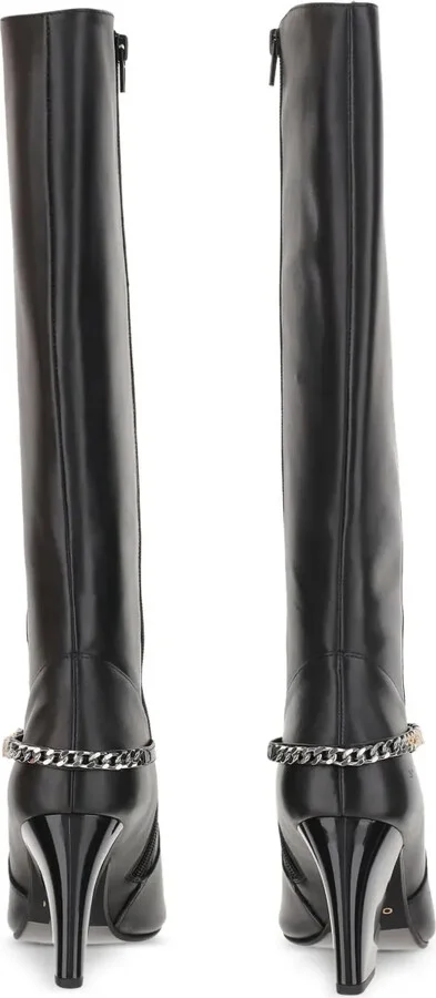 90mm Chain-Embellished Leather Boots - Image 3