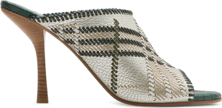 90mm Checked Leather Sandals