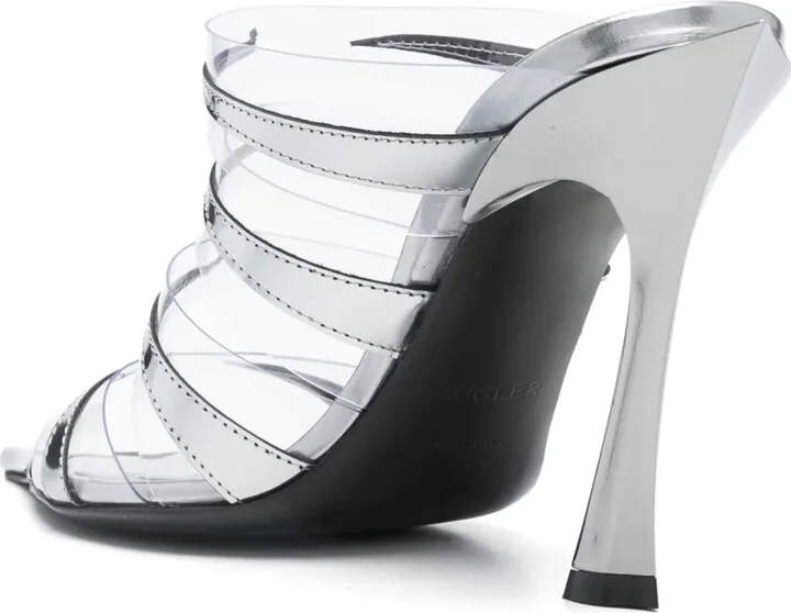 90mm Chrome Leather Fang Sandals - Image 3