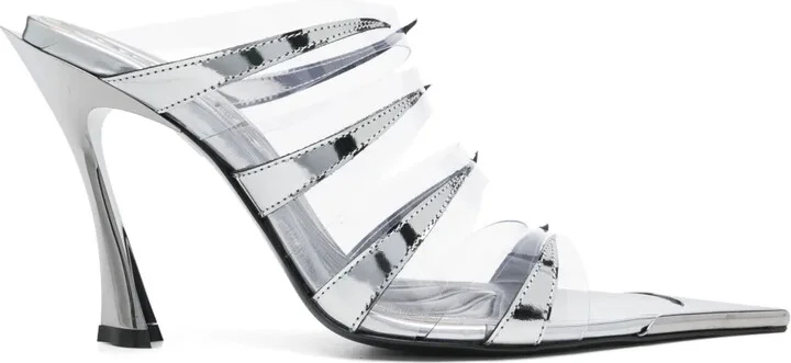 90mm Chrome Leather Fang Sandals