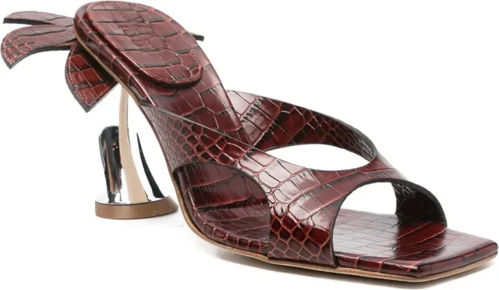 90mm Crocodile-Effect Heeled Sandals - Image 2