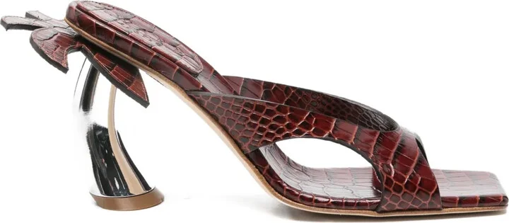90mm Crocodile-Effect Heeled Sandals