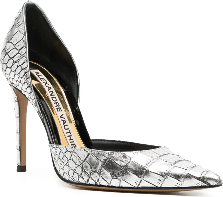90mm Crocodile-Effect Leather Pumps - Image 2
