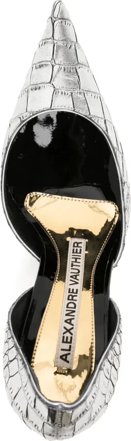 90mm Crocodile-Effect Leather Pumps - Image 4