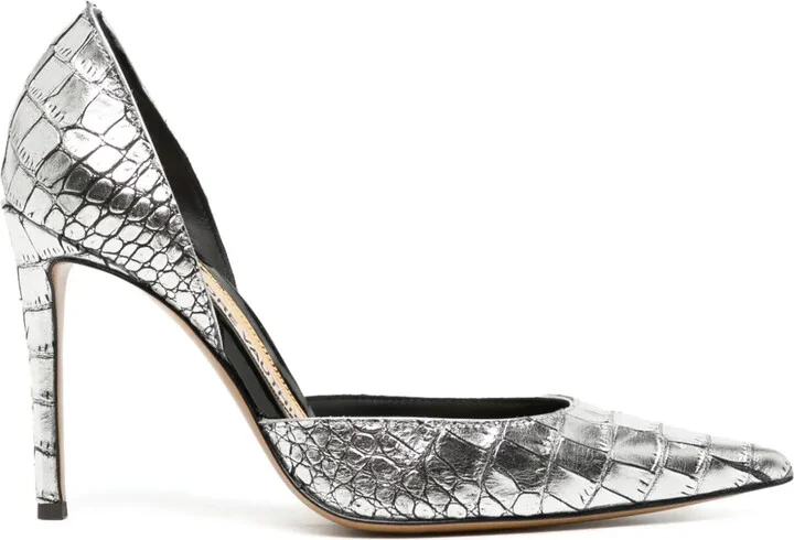90mm Crocodile-Effect Leather Pumps