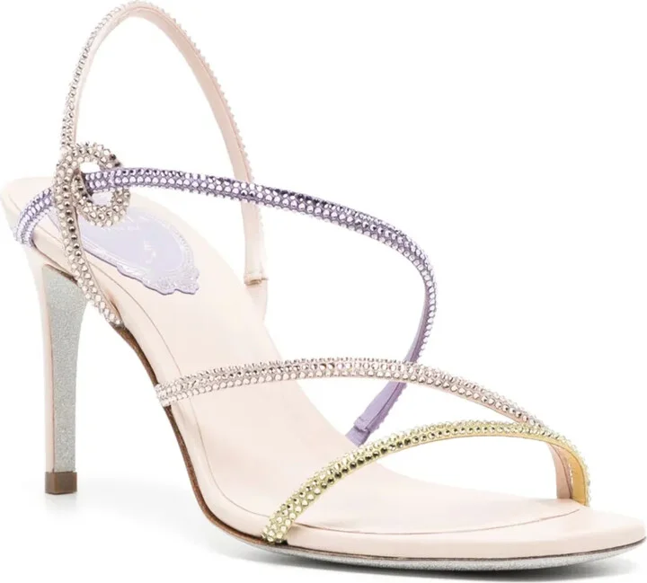 90mm Crossover-Strap Crystal-Embellished Sandals - Image 2