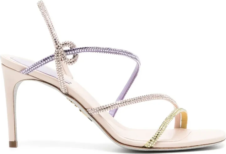 90mm Crossover-Strap Crystal-Embellished Sandals