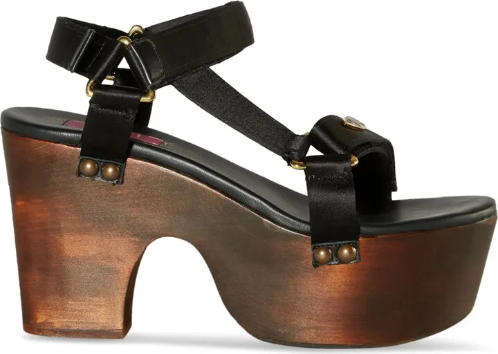 90mm Crush logo-plaque wedge sandals