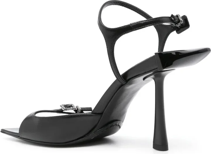 90mm Crystal-Buckle Leather Sandals - Image 3