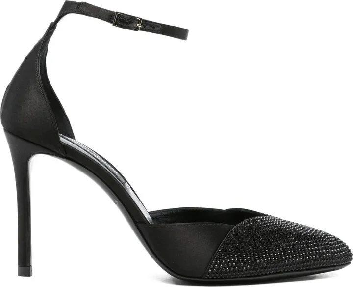 90mm Crystal-Embellished Ankle-Strap Pumps