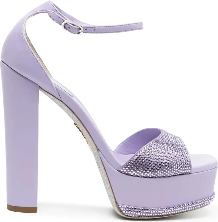 90mm Crystal-Embellished Platform Sandals