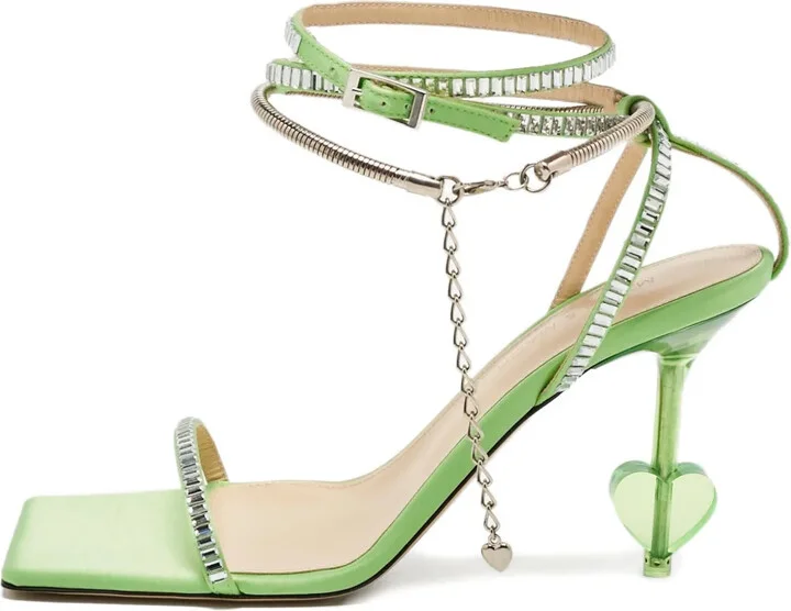 90mm Crystal-Heart Sandals