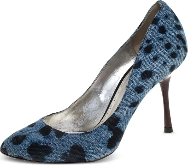 90mm Denim Leopard-Print Pumps - Image 3