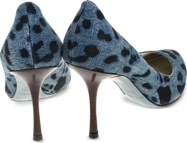 90mm Denim Leopard-Print Pumps - Image 4