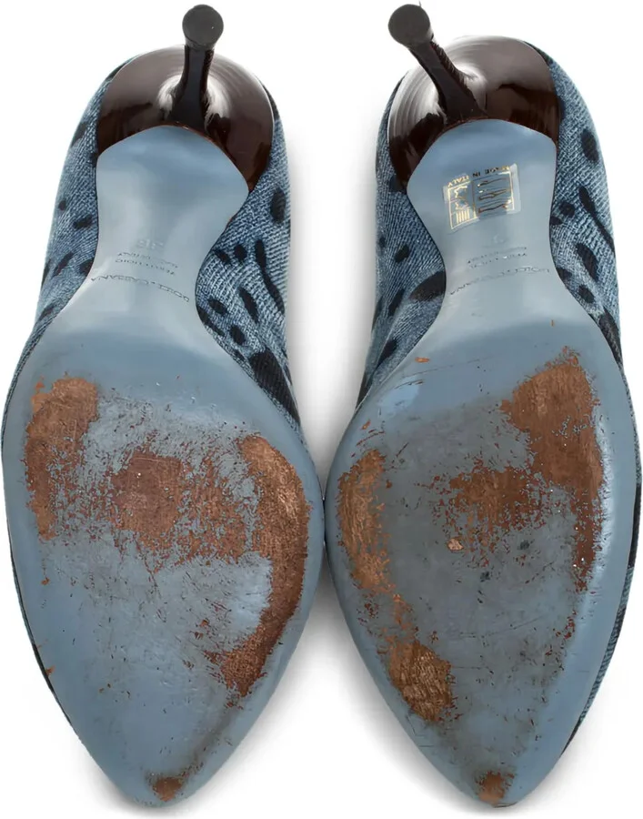 90mm Denim Leopard-Print Pumps - Image 5