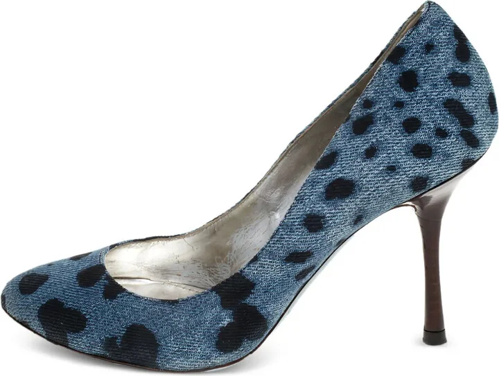 90mm Denim Leopard-Print Pumps