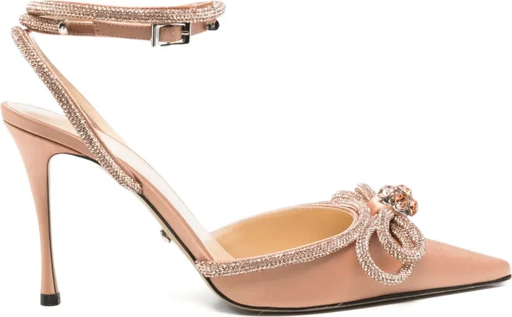 90mm Double Bow embellished-bow heeled pumps
