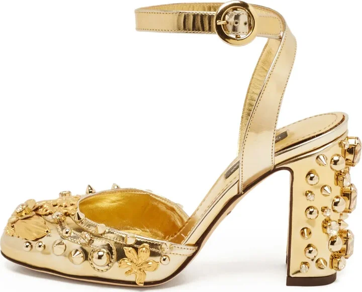 90mm Embellished Block-Heel Pumps
