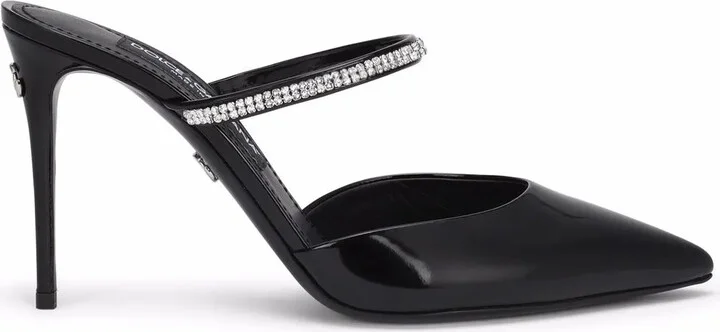 90mm Embellished Patent Leather Mules