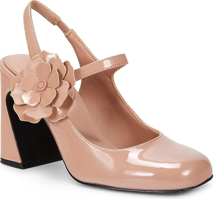90MM Floral Appliqué Glossy Pumps - Image 2