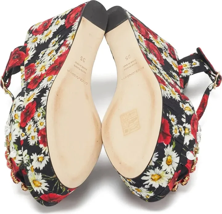 90mm Floral-Print Platform Wedge Sandals - Image 5