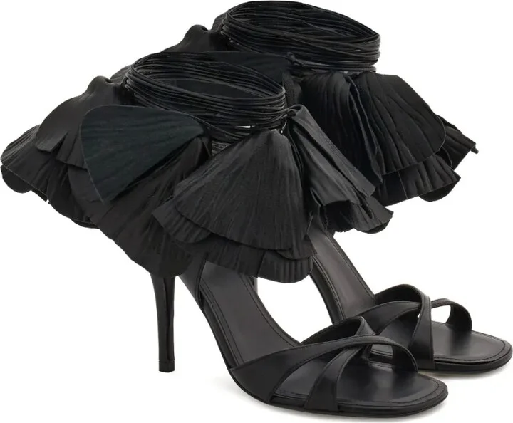 90mm Flower-Embellished Leather Sandals - Image 2