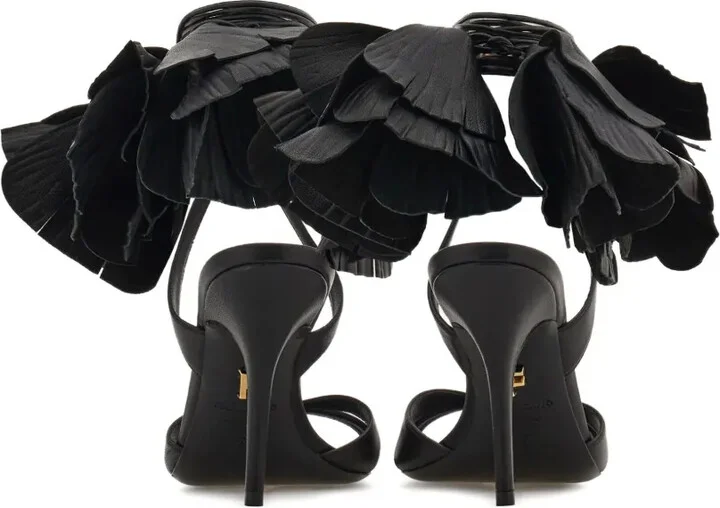 90mm Flower-Embellished Leather Sandals - Image 3