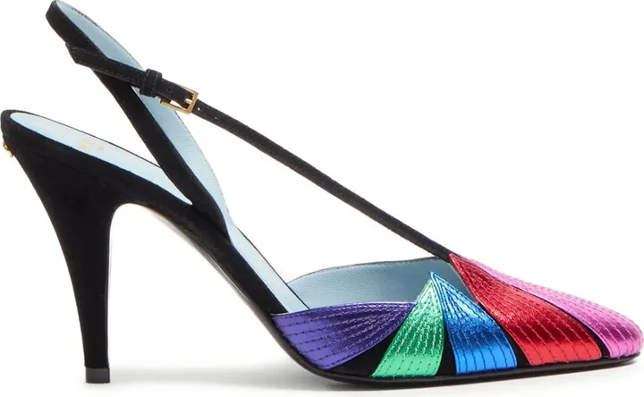 90mm Foliefoliage slingback pumps