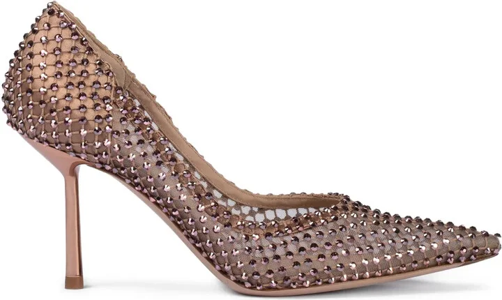 90mm Gilda crystal-embellished mesh pumps