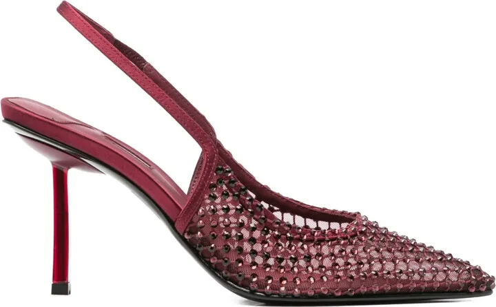 90mm Gilda crystal-embellished slingback heeled pumps