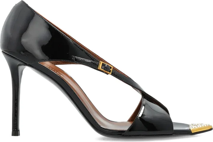90mm Intrigo patent-leather cross-strap heeled sandals