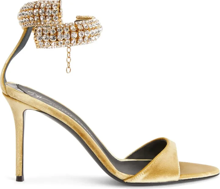 90mm Intriigo Bijoux velvet sandals