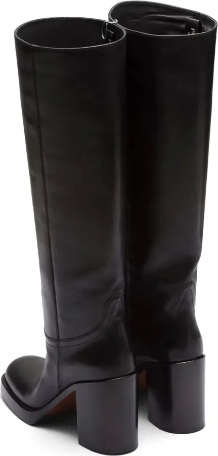 90mm Knee-High Leather Boots - Image 3