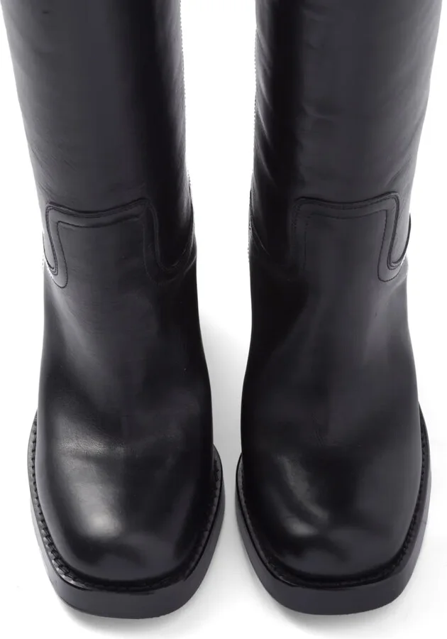 90mm Knee-High Leather Boots - Image 4