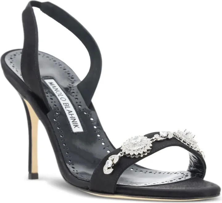 90mm Lamisan satin embellished slingback sandals - Image 2